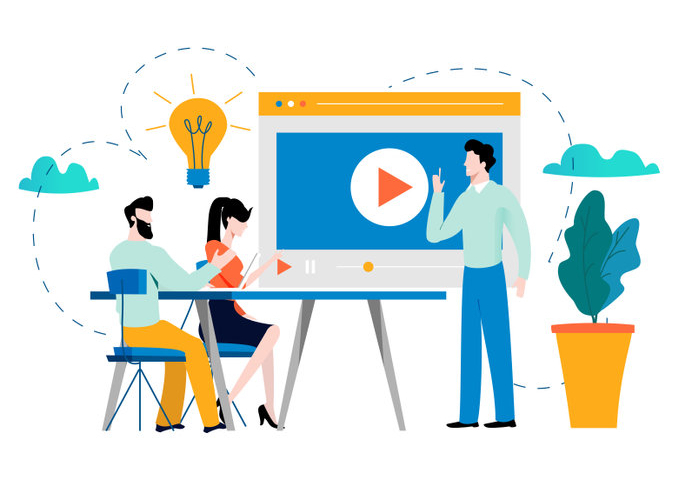 Professional training, education, video tutorial, online business courses, presentation, webinar vector illustration. Expertise, skill development design for mobile and web graphics